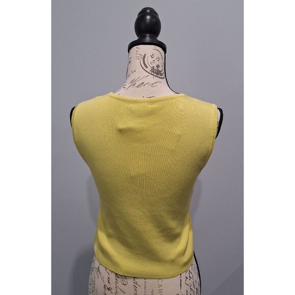 NWT Calvin Klein Womens Yellow Sleeveless Slim Fit Knit Ribbed Tank Top/Size L - Picture 2 of 7